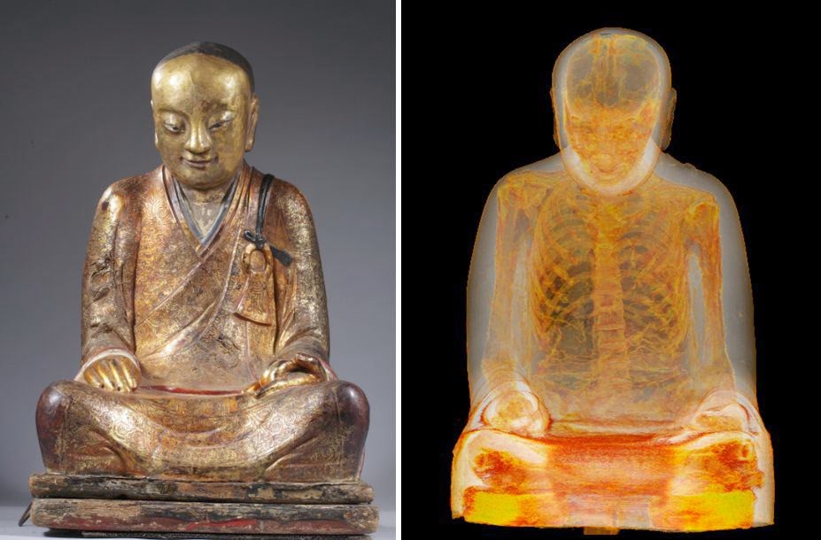Resonancia revela monje momificado en una escultura de Buda de hace 1000 años